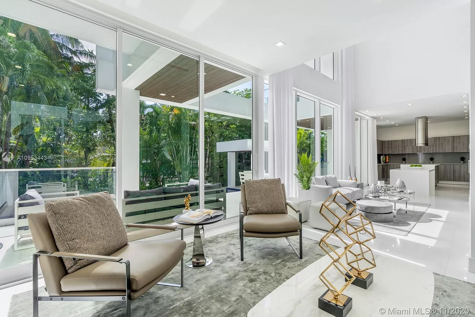Living room with glass walls