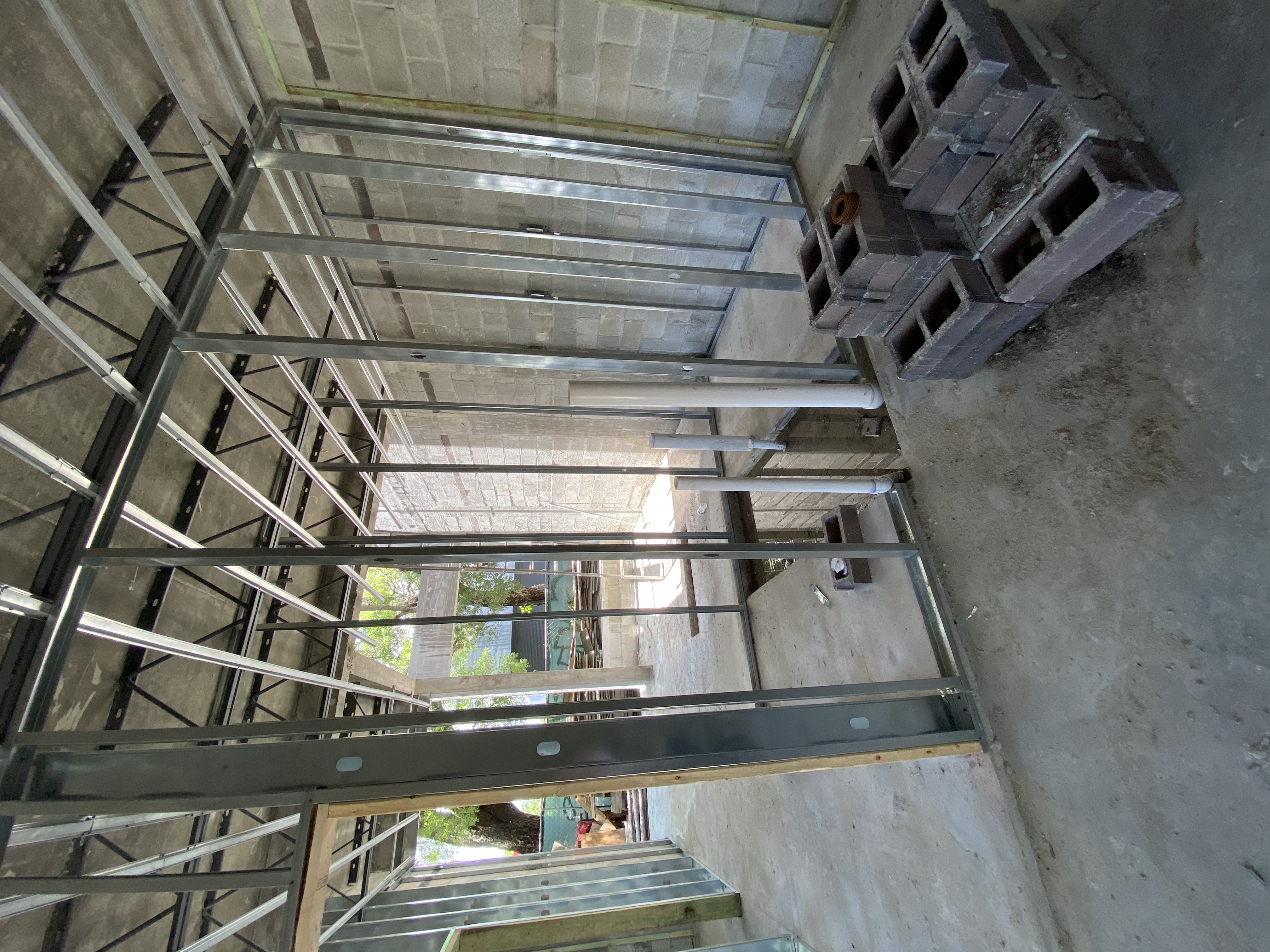 Concrete frame with crane